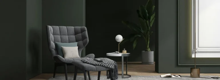 Modern interior living space with armchair and minimalist styling in contemporary New Zealand home